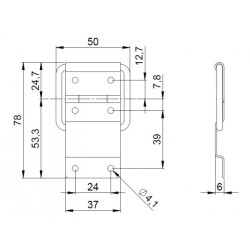 Stop hinge, external mount, small