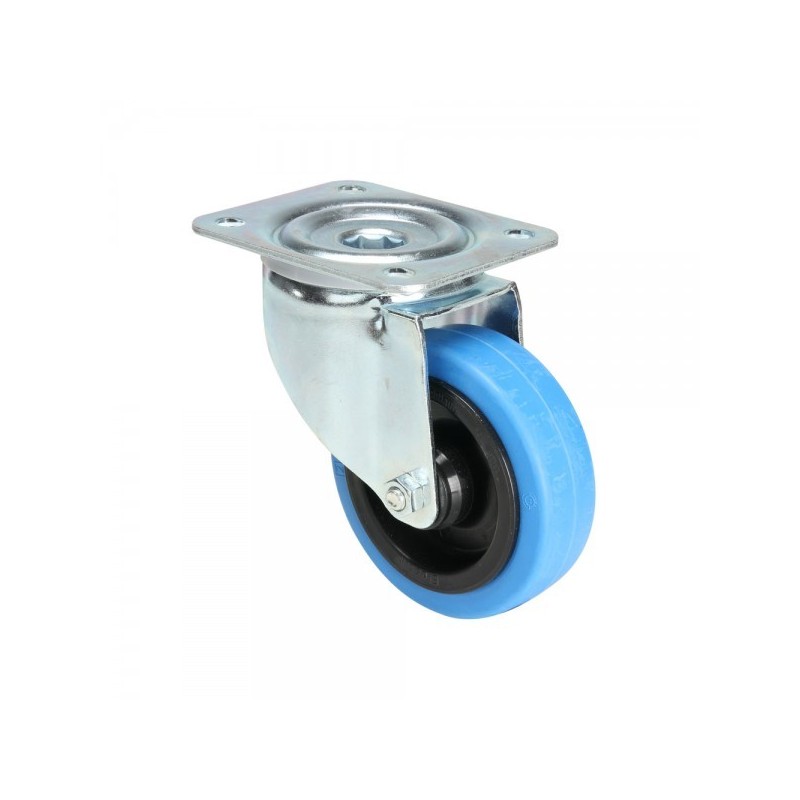 Blue flight case swivel castor, unbraked