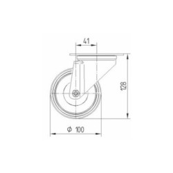 Roulette pivotante bleue pour flight case, sans frein