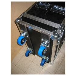 Roulette pivotante bleue pour flight case, sans frein