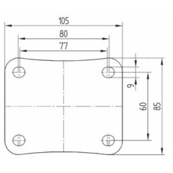 Blue flight case swivel castor, braked