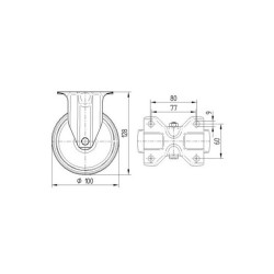 Roulette fixe bleue pour flightcase