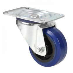 PETITE roulette pivotante bleue pour flight case, sans frein