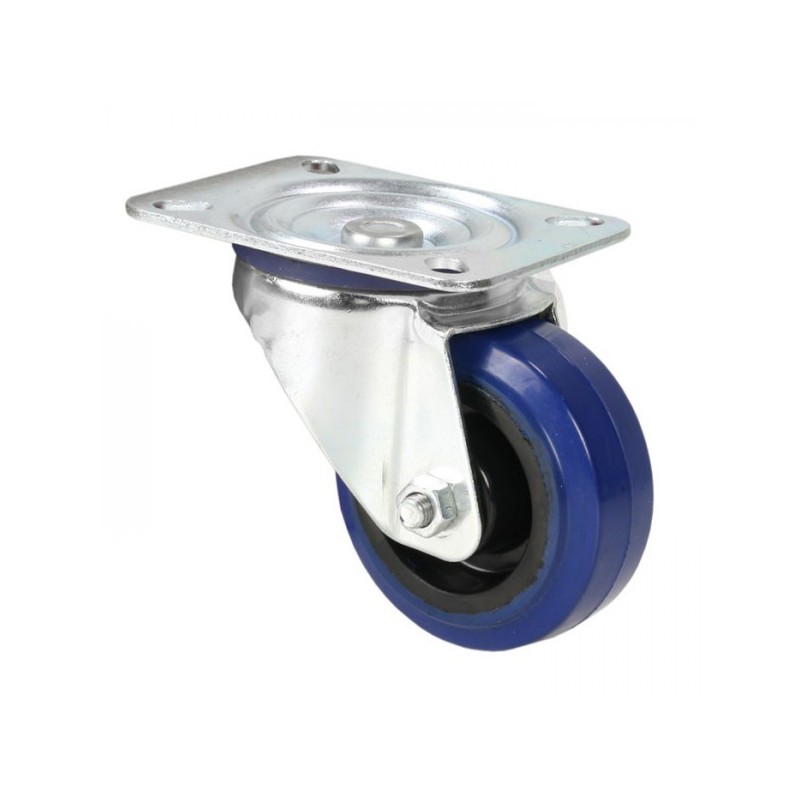 SMALL blue flight case swivel castor, unbraked