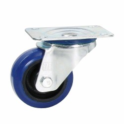 PETITE roulette pivotante bleue pour flight case, sans frein