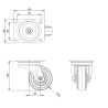 SMALL blue flight case swivel castor, unbraked