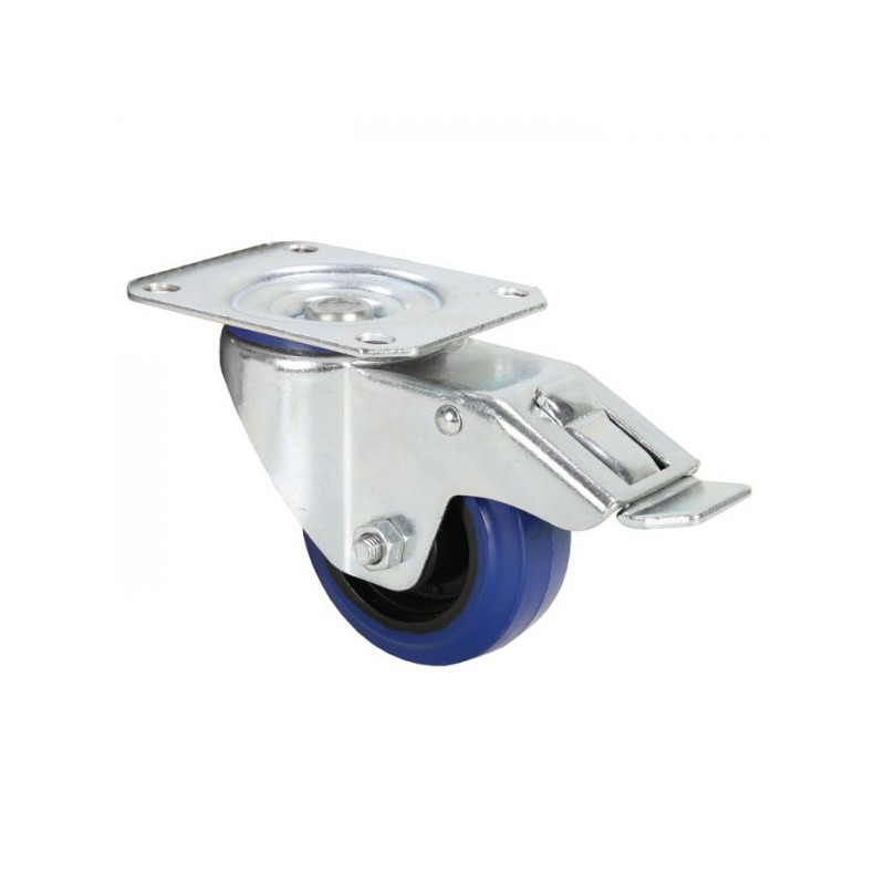 SMALL blue flight case swivel castor, braked