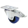 SMALL blue flight case swivel castor, braked