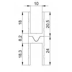 Sluitprofiel 10mm vrouwelijk 199cm