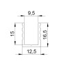 U-shaped 9.5mm capping channel for dividing walls 199cm