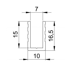 U-shaped 7mm capping channel for dividing walls 199cm