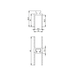 Glijdend profiel 9,5mm mannelijk 199cm