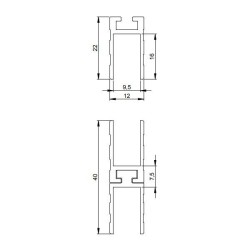 Glijdend profiel 9,5mm vrouwelijk 199cm