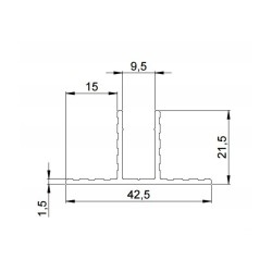 T-shaped base channel for 9.5mm dividing walls 99cm