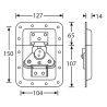 Large recessed butterfly latch, with spring